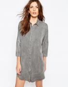 Vila Oversized Shirt Dress - Medium Gray Me