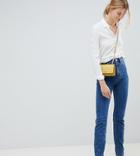Asos Design Tall Recycled Farleigh High Waist Slim Mom Jeans In Flat Blue - Blue