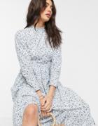 Asos Design Cotton Poplin Tiered Maxi Dress In Ditsy Floral Print-multi