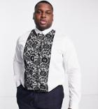 Twisted Tailor Form Plus Skinny Shirt In White With Lace Panel