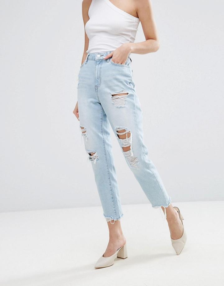 New Look Vintage Ripped Mom Jeans - Blue