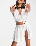 Asos Design Drape Wrap Beach Set Skirt In White