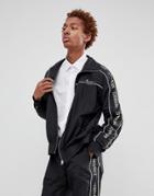 Mennace Track Jacket In Black Shell Suit With Signature Side Stripe - Black