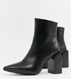 Depp Wide Fit Leather Block Heeled Boots - Black