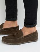 Silver Street Tassel Loafers In Brown Suede - Brown