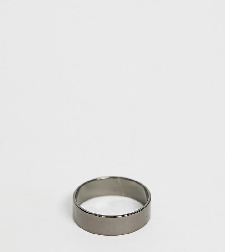 Asos Design Plus Band Ring In Gunmetal Finish - Gray