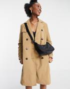 New Look Classic Trench Coat In Camel-brown