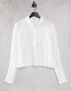 Lost Ink Fitted Shirt With Shirred Cuffs-white