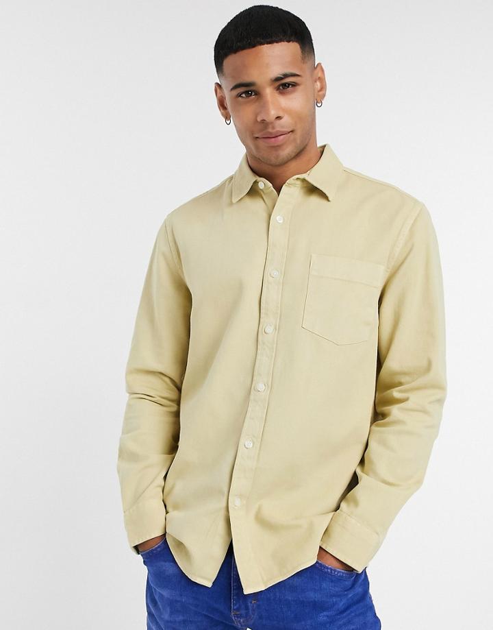 Topman Twill Shirt In Stone-neutral