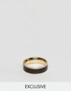 Reclaimed Vintage Inspired Ring With Black Band - Gold