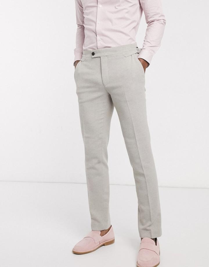 Asos Design Wedding Skinny Suit Pants In Putty Wool Blend Twill-neutral