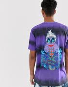 Asos Design The Little Mermaid Relaxed Fit T-shirt In Purple Tie Dye - Purple