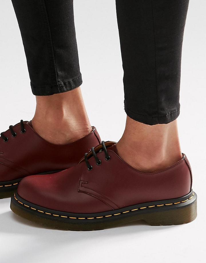 Dr Martens 1461 3-eye Gibson Flat Shoes - Red
