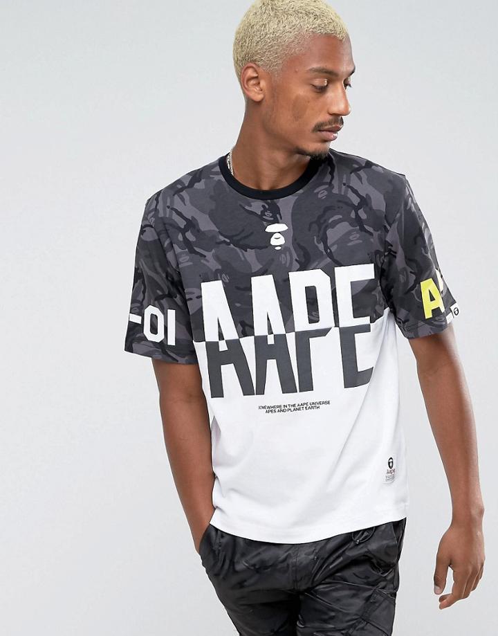 Aape By A Bathing Ape T-shirt With Contrast Camo Panel - White