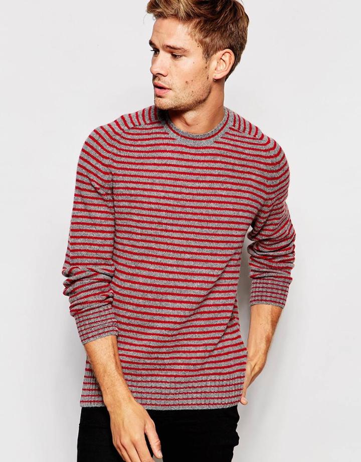 Peter Werth Stripe Crew Neck Sweater - Silver