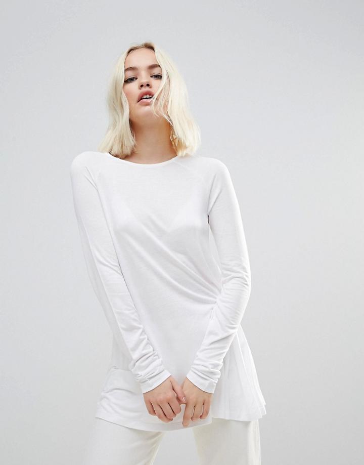 Asos Long Sleeved Swing Top - White