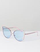 Asos Embellished Cat Eye Sunglasses - Pink