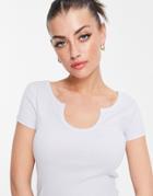 River Island Fitted Ribbed T-shirt In Blue-blues