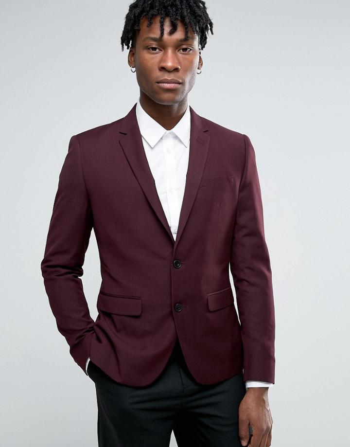 Casual Friday Slim Fit Blazer With Zip Pockets - Red