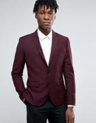 Casual Friday Slim Fit Blazer With Zip Pockets - Red