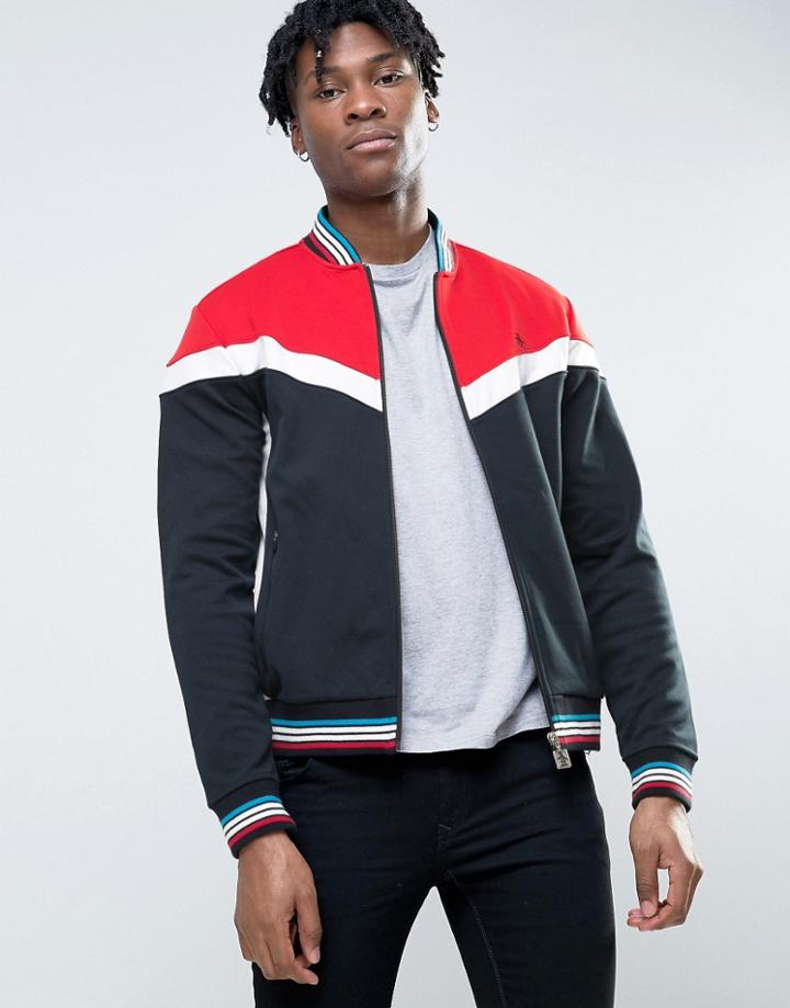 Original Penguin Track Jacket Chevron Front In Navy - Navy