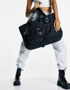 Topshop Sustainable Tote Bag With Mesh Pocket In Black