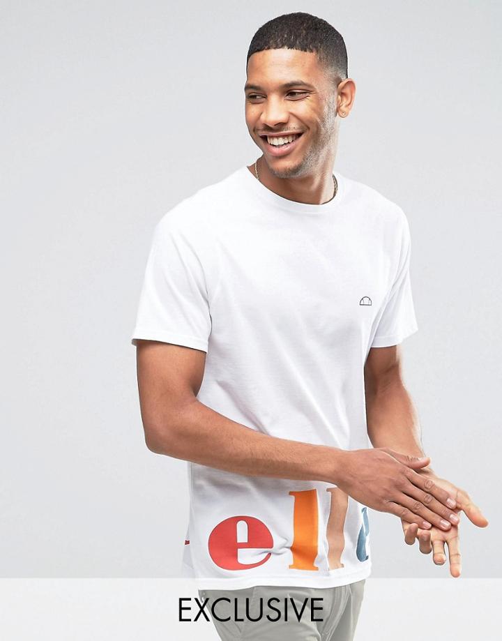 Ellesse T-shirt With Color Block Logo - White