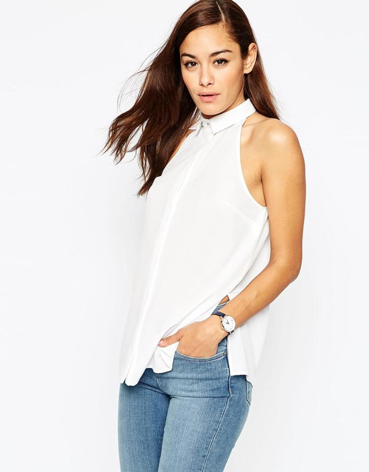 Asos Sleeveless Side Split Blouse - Ivory
