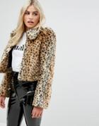 Millie Mackintosh Faux Fur Leopard Coat - Brown