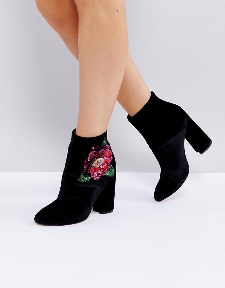 Asos Eliya Embellished Ankle Boots - Black
