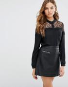 Vero Moda Lace And Satin Shirt - Black