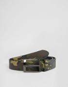 Smith And Canova Camo Print Leather Belt - Green