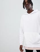 Asos Extreme Oversized Hoodie With T-shirt Hem In White