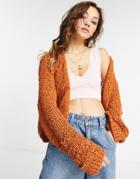 Free People Daiquiri Loose Knit Cardigan In Orange