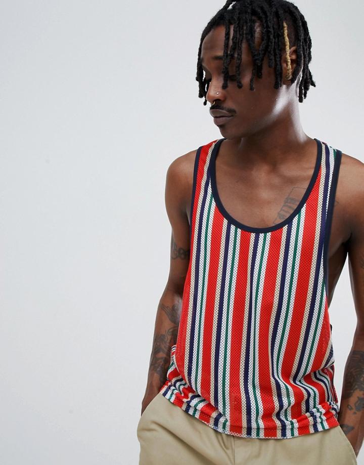 Asos Design Mesh Retro Stripe Extreme Racer Back Tank - Multi
