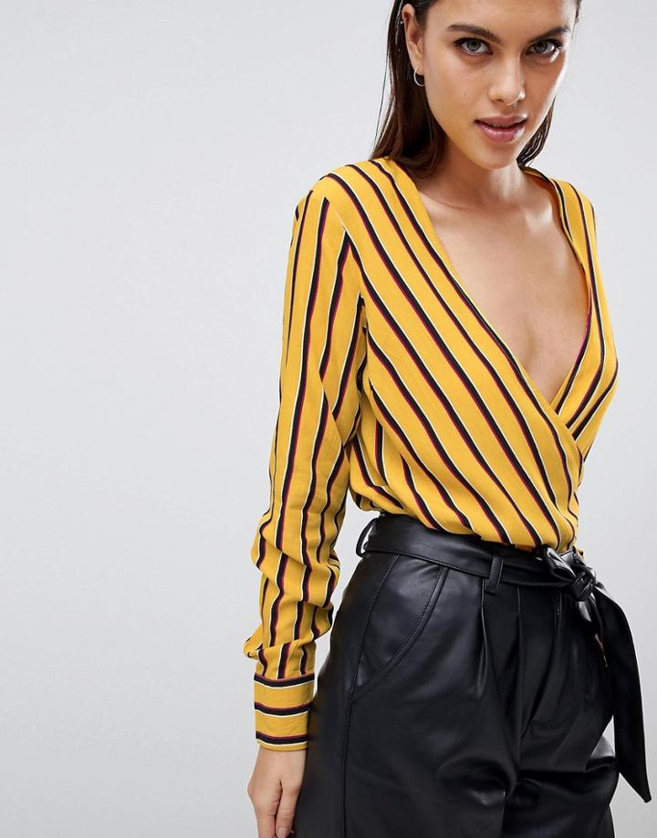 Y.a.s Striped Wrap Blouse - Multi