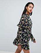 Missguided Frill Sleeve Floral Dress - Multi