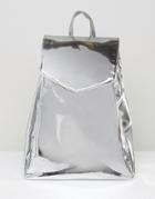 Asos Metallic High Shine Backpack - Silver