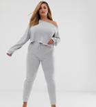 Loungeable Mix & Match Plus Size Lounge Leggings In Gray