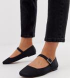 Asos Design Wide Fit Links Mary Jane Ballet Flats In Black