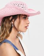 My Accessories London Adjustable Straw Cowboy Hat In Pink-multi