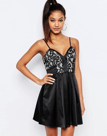 Ariana Grande For Lipsy Lace Plunge Neck Prom Dress