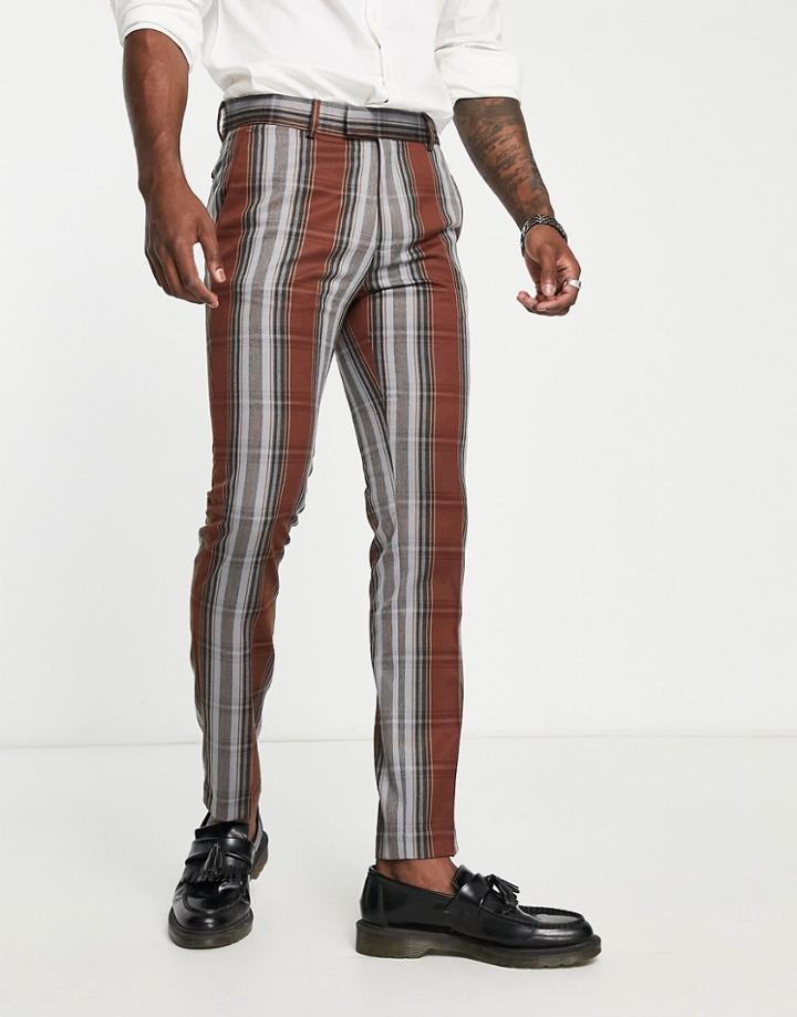 Topman Suit Pants In Gray Check