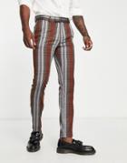 Topman Suit Pants In Gray Check