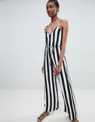 New Look Stripe Strappy Jumpsuit - Black