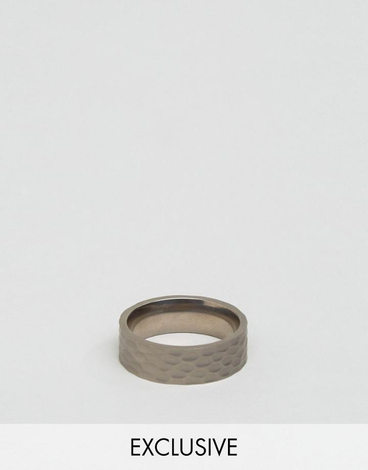 Seven London Hammered Band Ring In Silver Exclusive To Asos - Silver