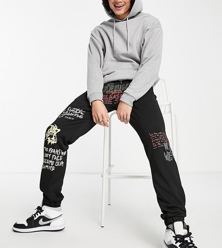 Sixth June Custom Print Sweatpants In Black - Exclusive To Asos