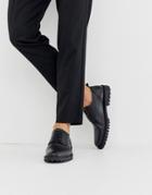 Selected Homme Chunky Sole Leather Derby Shoes In Black - Black