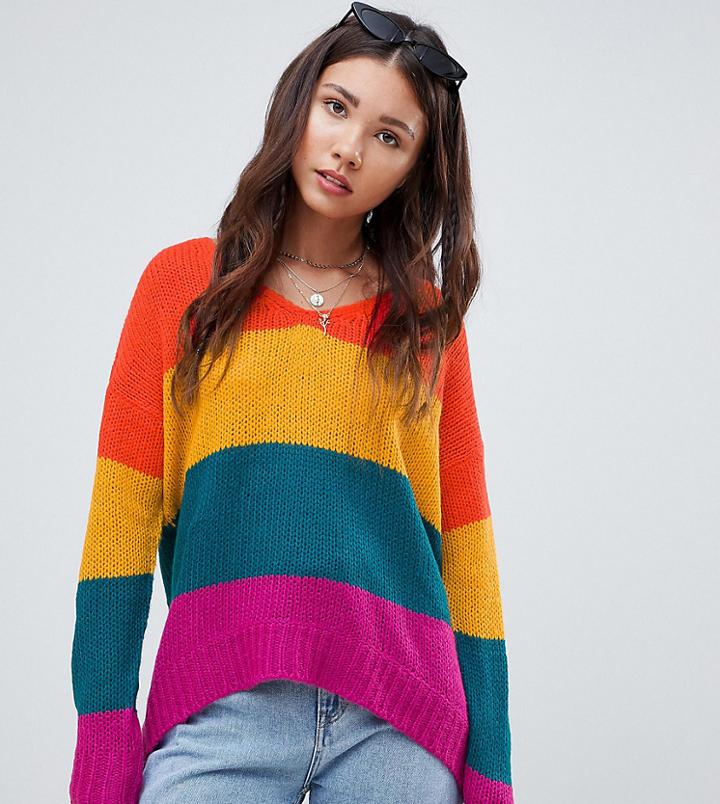 E.l.k Oversized Open Knit Sweater In Stripe - Multi