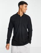 Selected Homme Long Sleeve Polo In Black